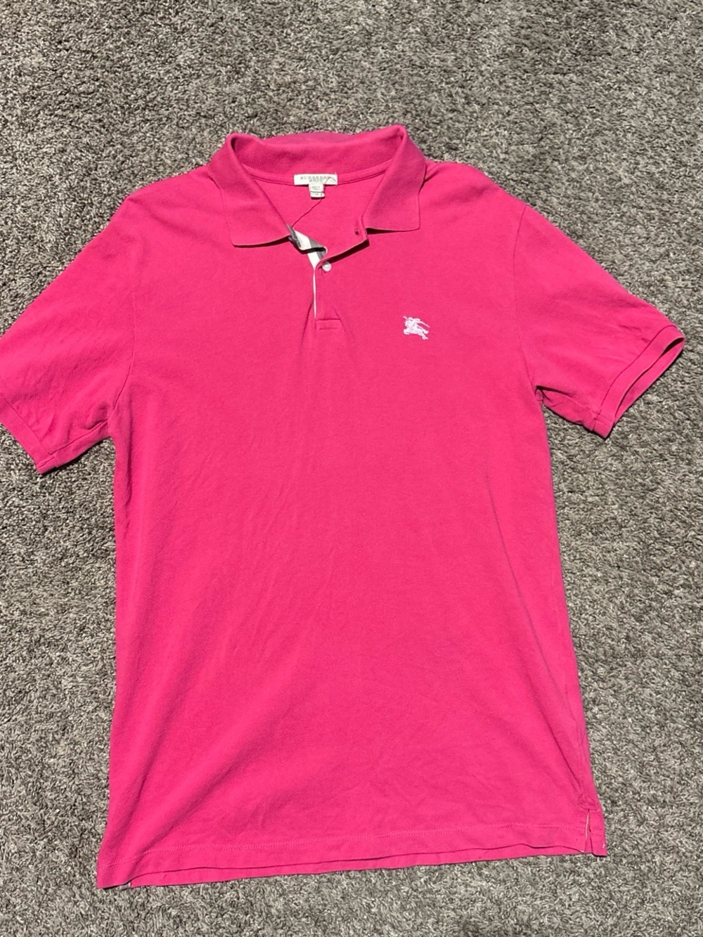 Men size m pink Burberry cotton polo shirt